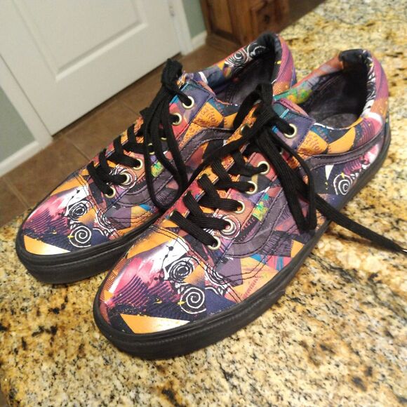 Vans Old Skool Low Abstract Multicolor Skate Shoes Men's Size 10 721454 - Picture 1 of 12